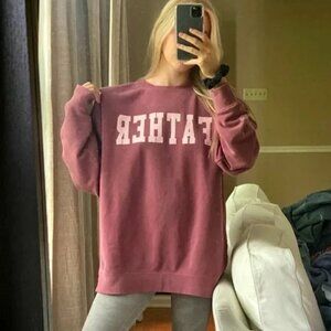 Call Her Daddy “Father” Crewneck Pullover Sweatshirt Vintage Wash Mauve Small